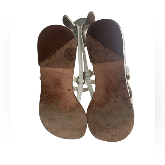 Lilly Pulitzer Sandal Leather Via Palm Beach Leather Flat Strap White Size 10 - Picture 7 of 8